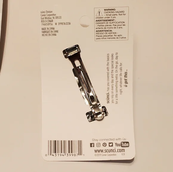 Scunci Real Style Hair Barrette QTY 2 with Pearls & Rhinestones NWT - Picture 3 of 3